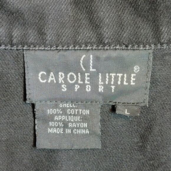 Carole Little Sport Red Black Patchwork Sleeveless Denim Button Down Vest Size L - Picture 8 of 9